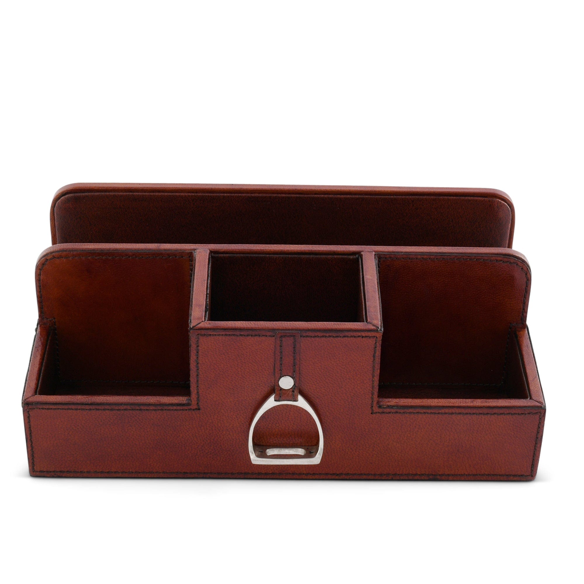 Vagabond House Equestrian Premium Genuine Leather Stirrup Desk Organizer for Office