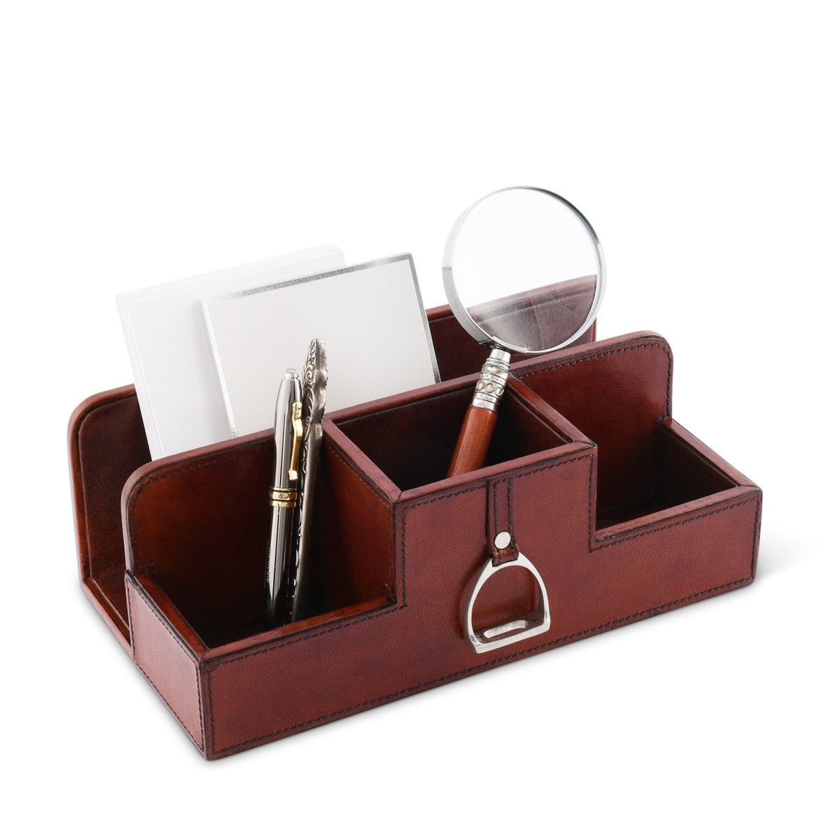 Vagabond House Equestrian Premium Genuine Leather Stirrup Desk Organizer for Office