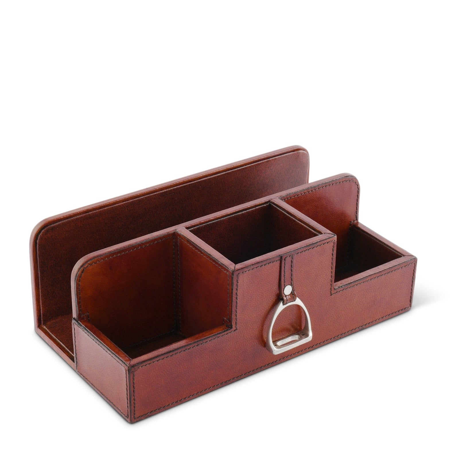 Vagabond House Equestrian Premium Genuine Leather Stirrup Desk Organizer for Office