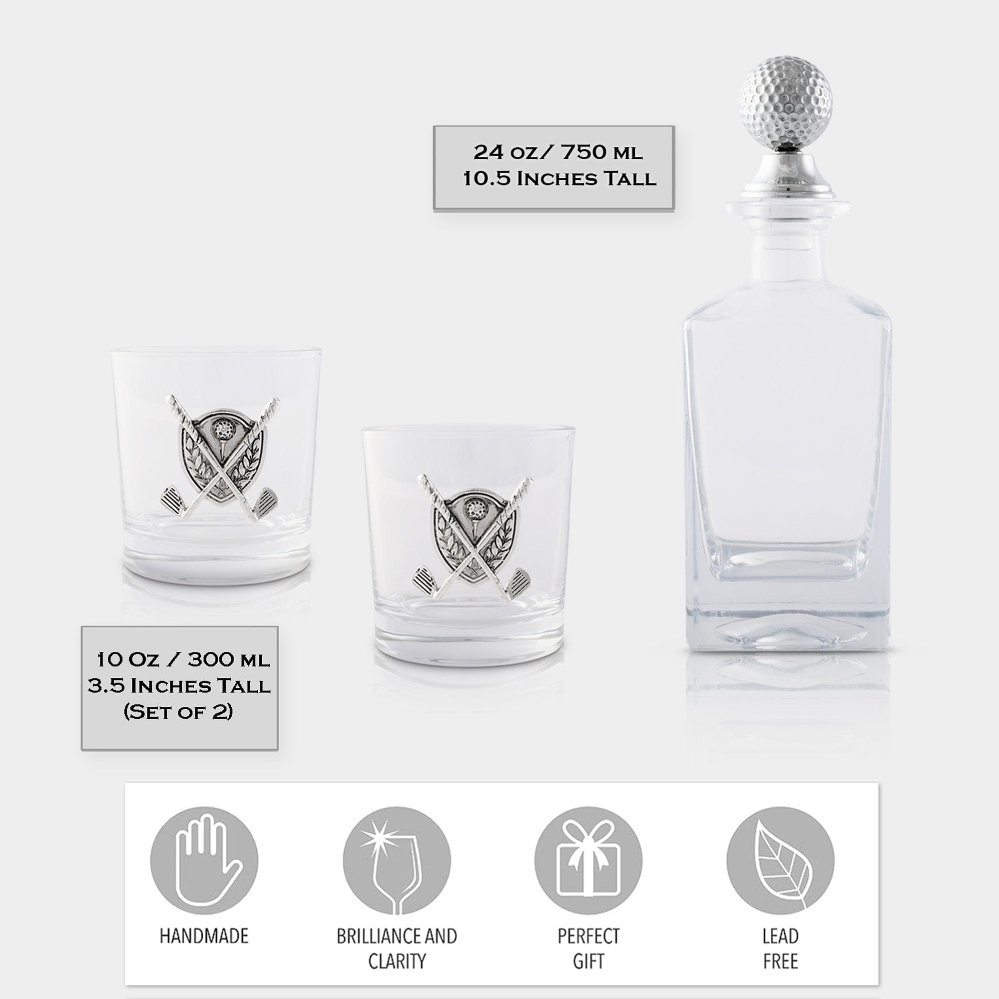 Vagabond House Golf Golf Decanter Set with Pair Glasses