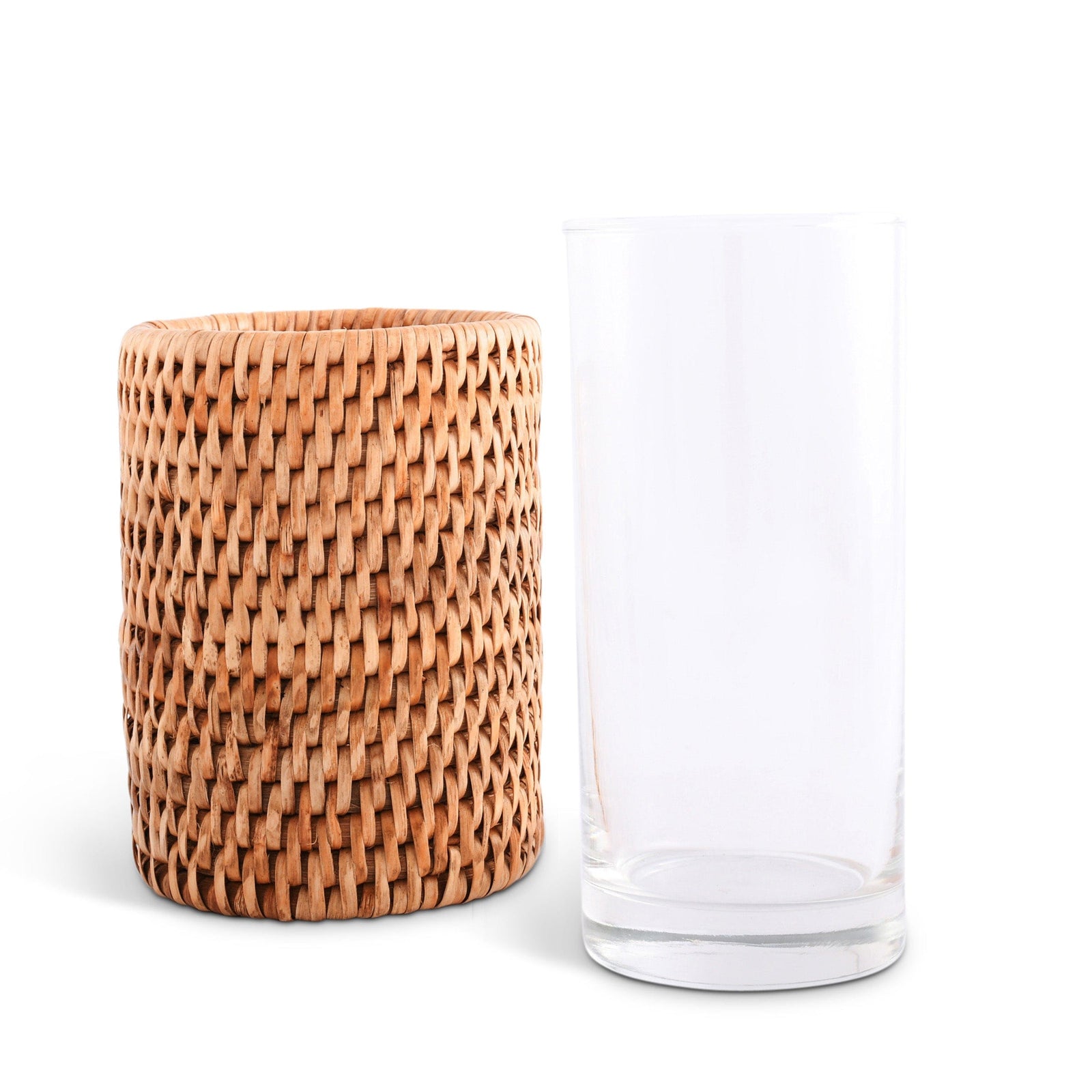 Vagabond House Replacement Drinking Glass Covered with Hand Woven Wicker Rattan - Set of 4