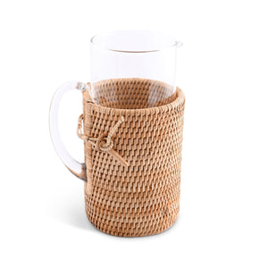 Vagabond House Replacement Glass Pitcher Hand Woven Wicker Natural Rattan Cover