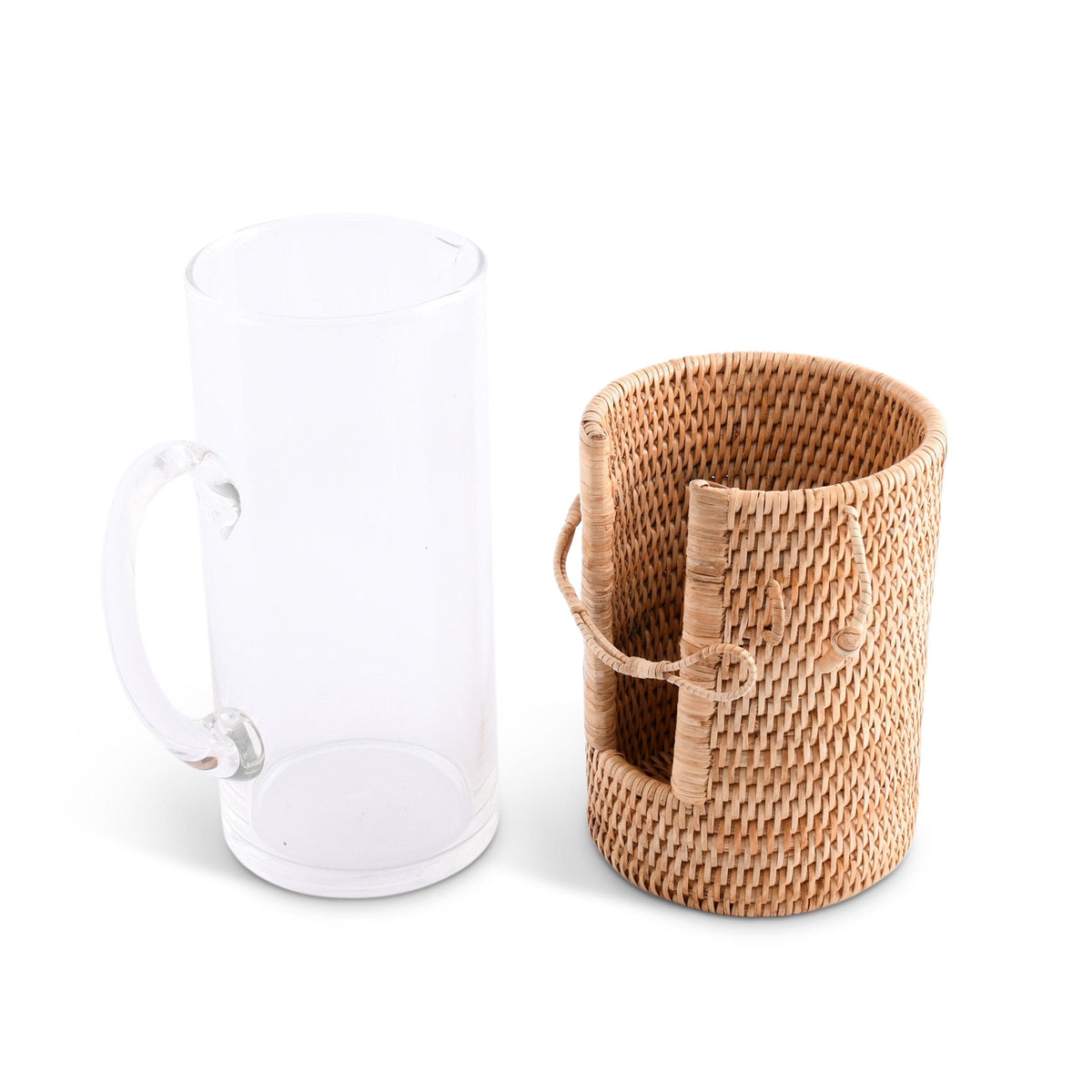 Vagabond House Replacement Glass Pitcher Hand Woven Wicker Natural Rattan Cover