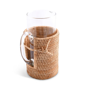 Vagabond House Replacement Glass Pitcher Hand Woven Wicker Natural Rattan Cover