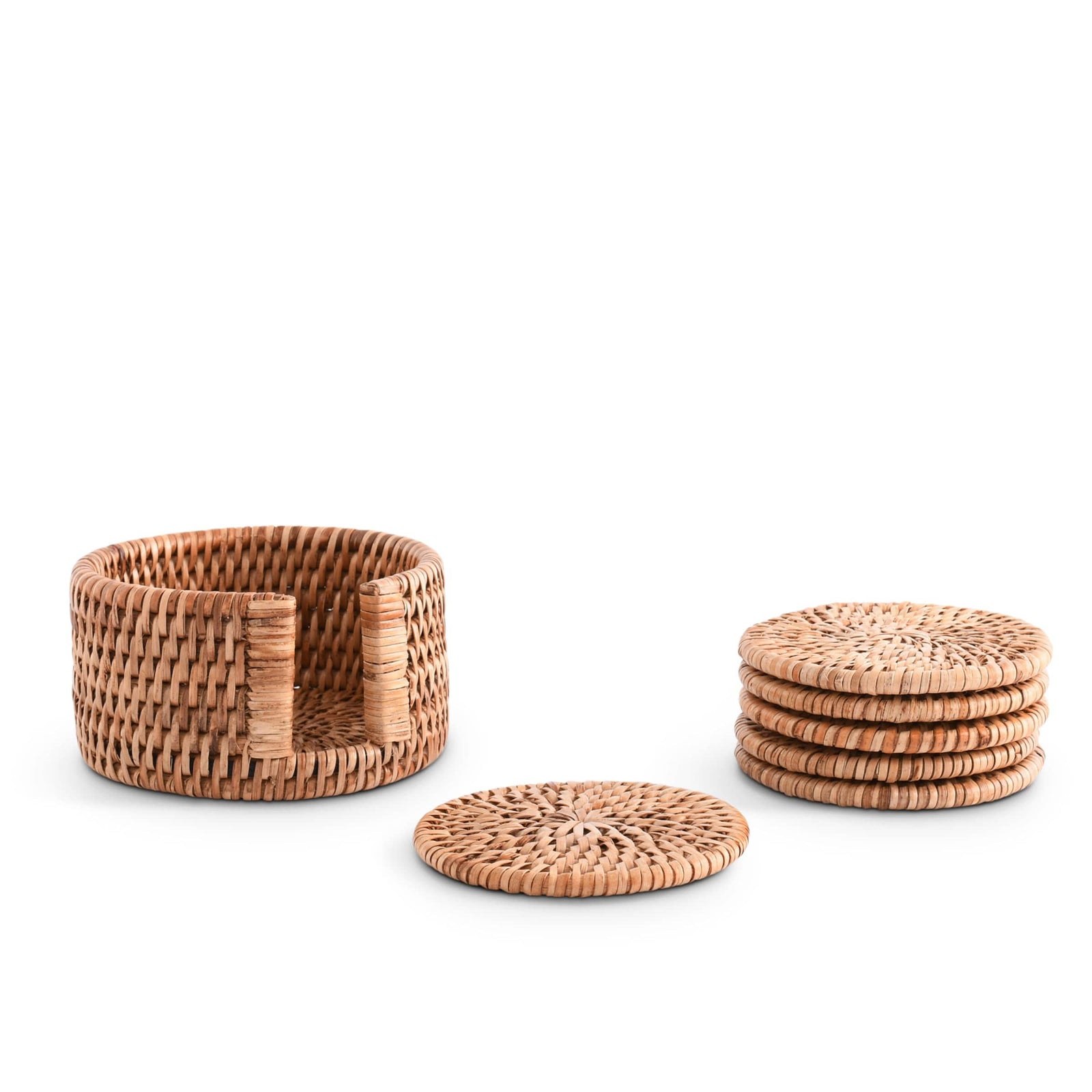 Vagabond House Replacement Hand Woven Rattan Wicker Coaster Set - 6 Coasters