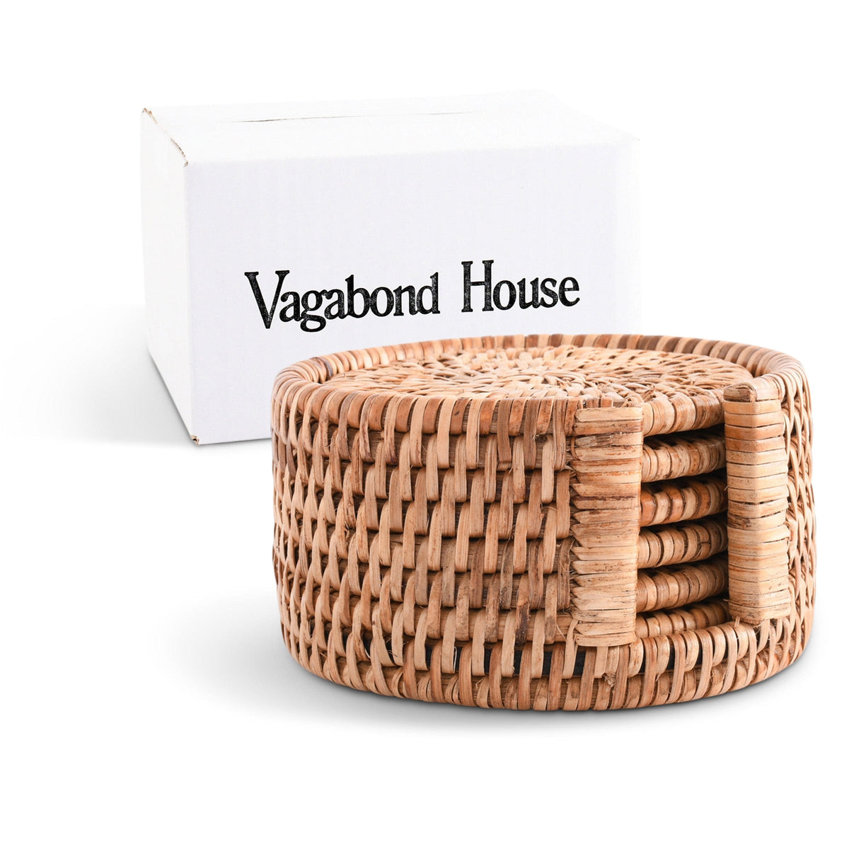 Vagabond House Replacement Hand Woven Rattan Wicker Coaster Set - 6 Coasters