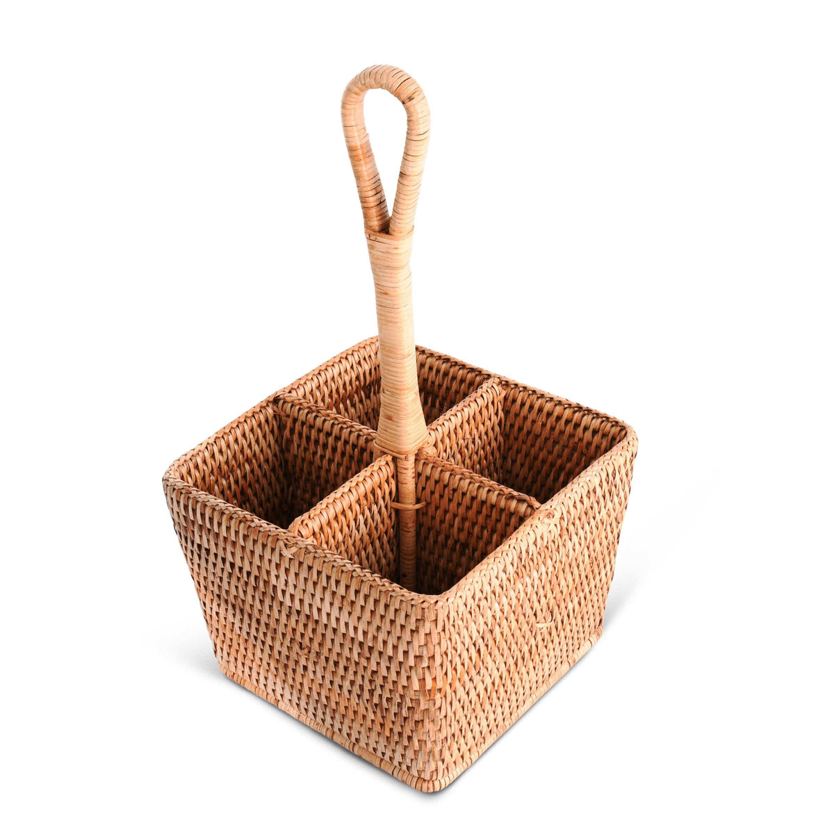 Vagabond House Replacement Hand Woven Rattan Wicker Flatware Caddy