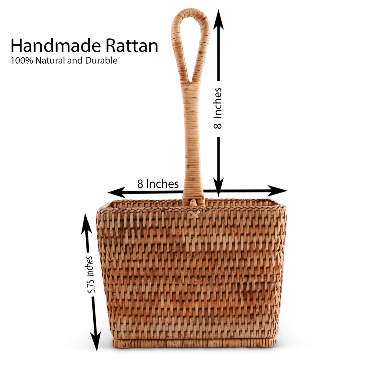 Vagabond House Replacement Hand Woven Rattan Wicker Flatware Caddy