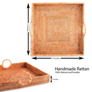 Vagabond House Replacement Hand Woven Wicker Rattan Large Square Tray