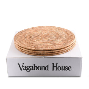 Vagabond House Replacement Hand Woven Wicker Rattan Round Placemat - Set of 4