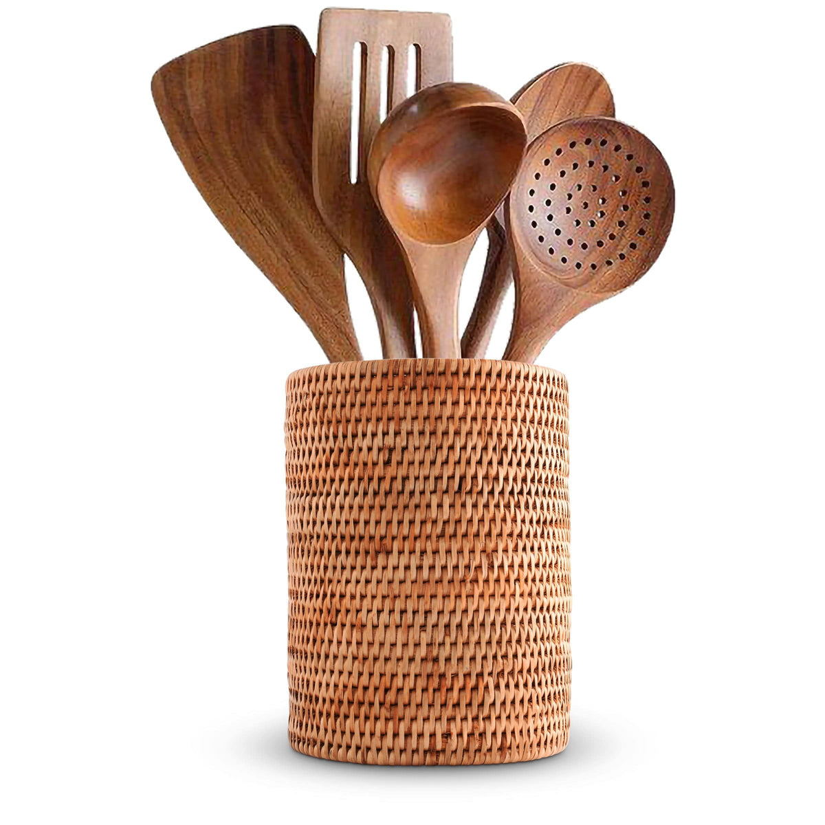 Vagabond House Replacement Hand Woven Wicker Rattan Utensils Holder