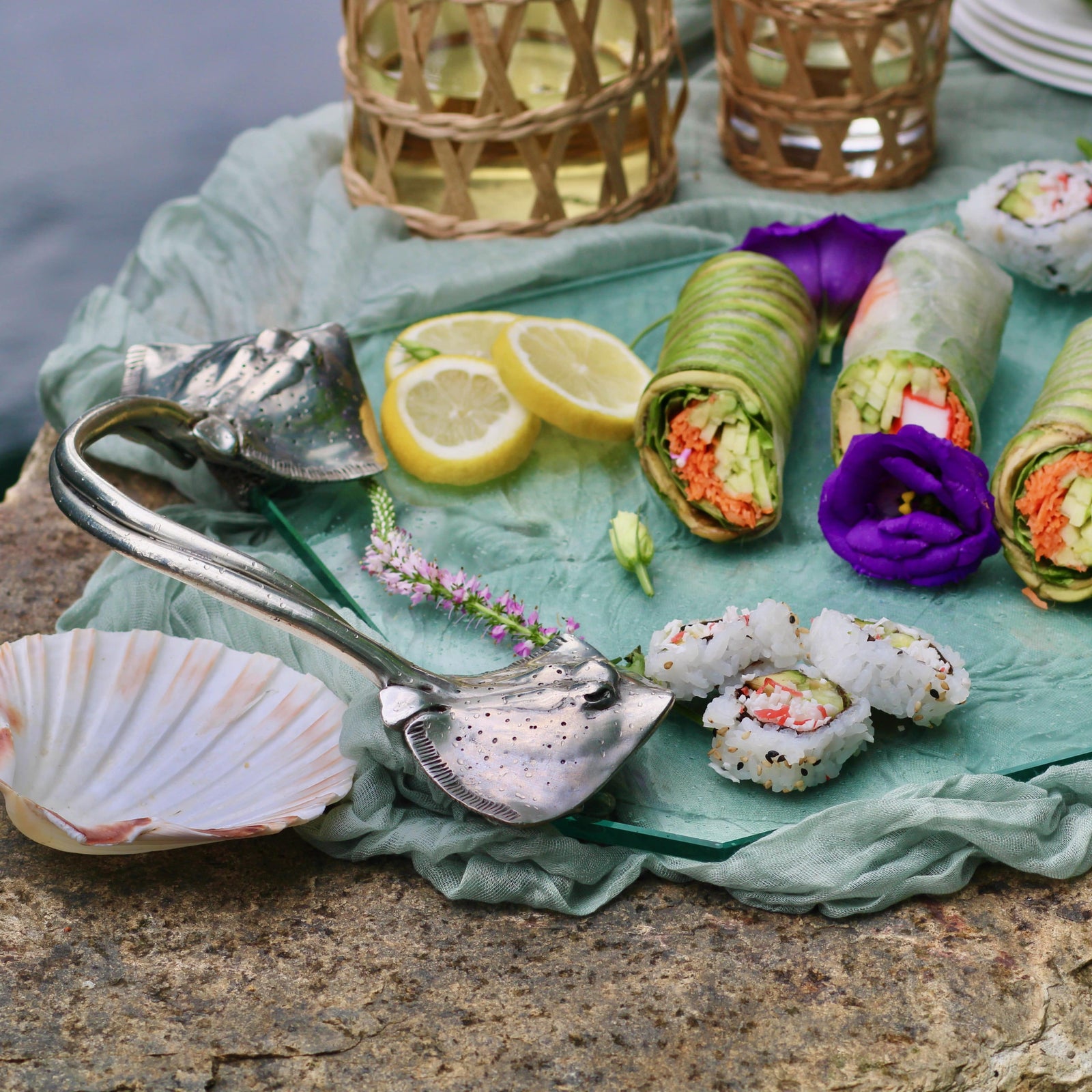 Vagabond House Sea and Shore Stingray Glass Tray