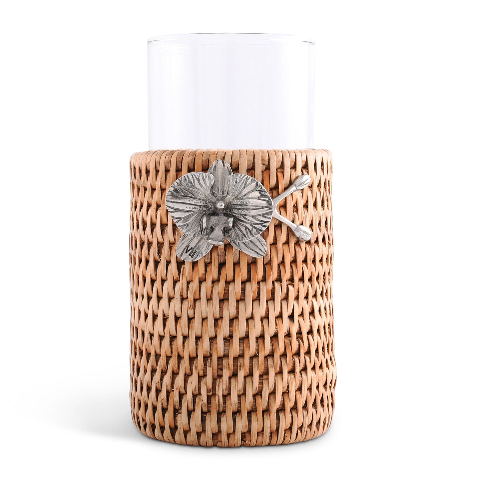 Vagabond House Tropical Tales Orchid Drinking Glass Covered with Hand Woven Wicker Rattan - Set of 4