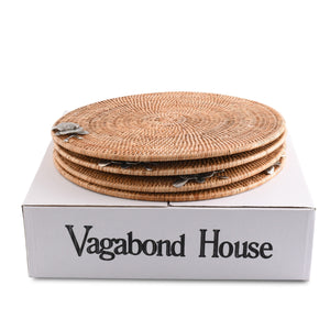 Vagabond House Tropical Tales Orchid Placemat Hand Woven Wicker Rattan Round - Set of 4