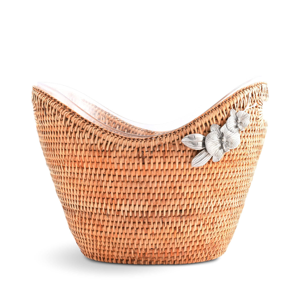 Vagabond House Tropical Tales Orchids Hand Woven Wicker Rattan Champagne / Ice Tub