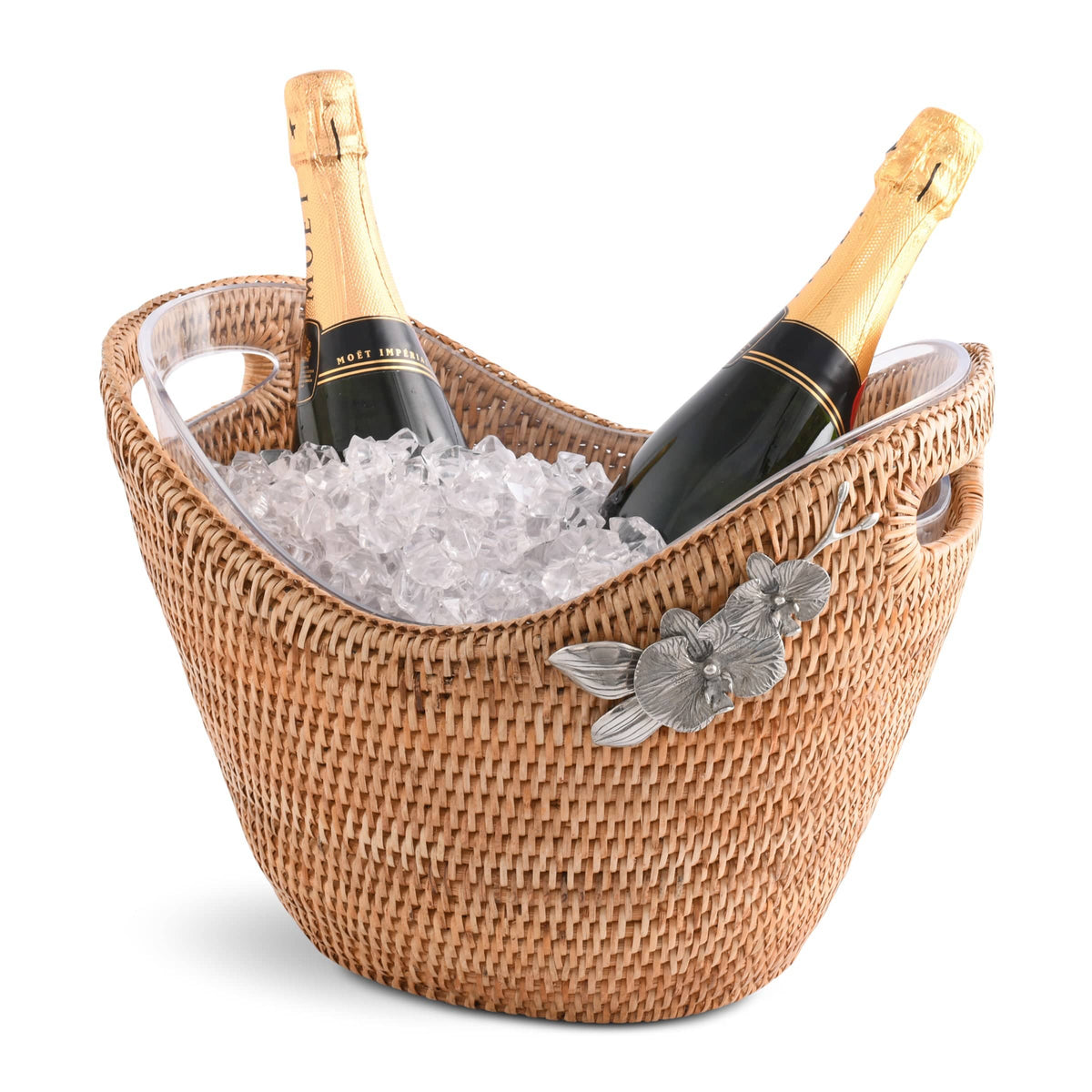 Vagabond House Tropical Tales Orchids Hand Woven Wicker Rattan Champagne / Ice Tub