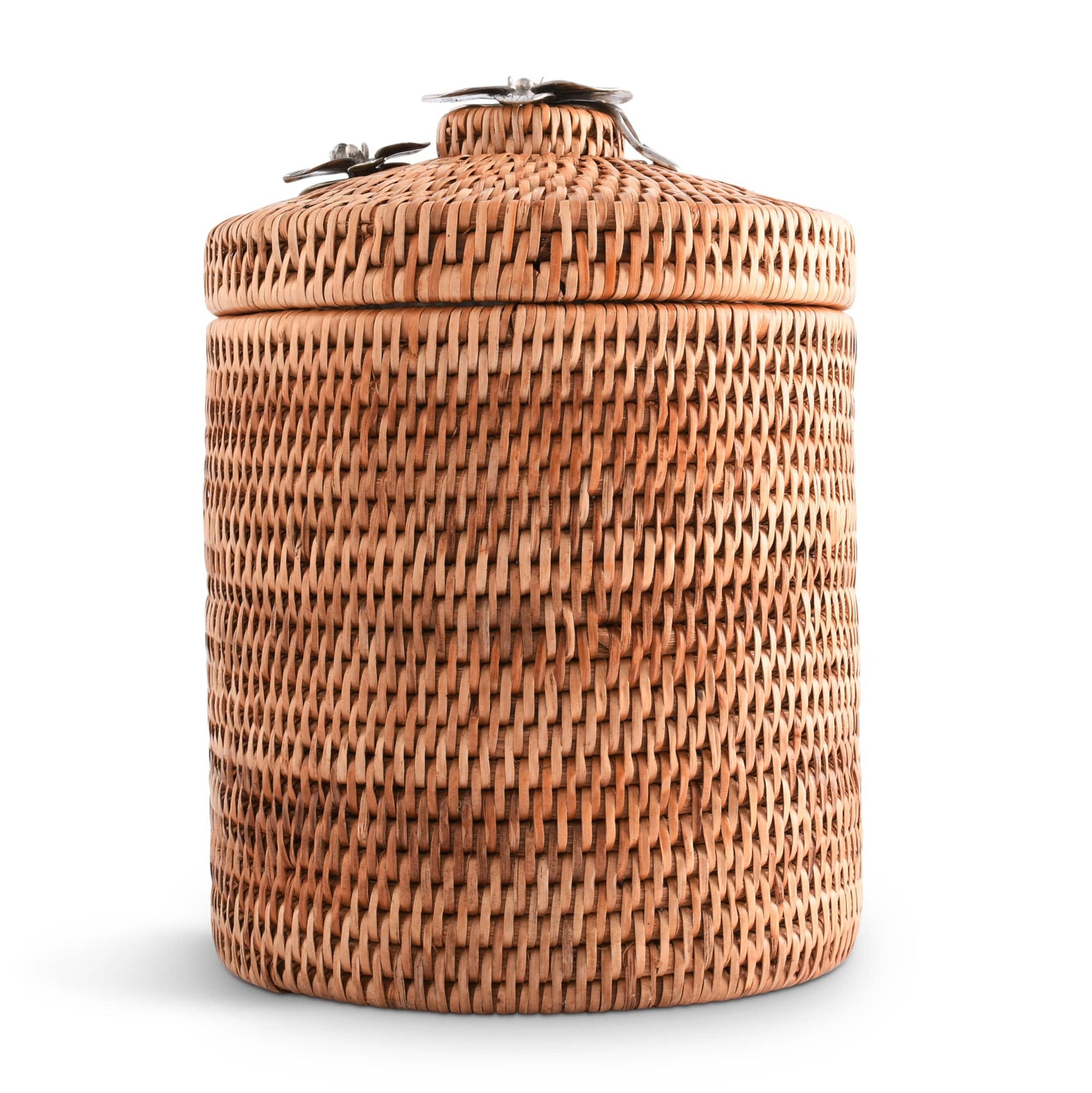 Vagabond House Tropical Tales Orchids Hand Woven Wicker Rattan Lidded Ice Bucket
