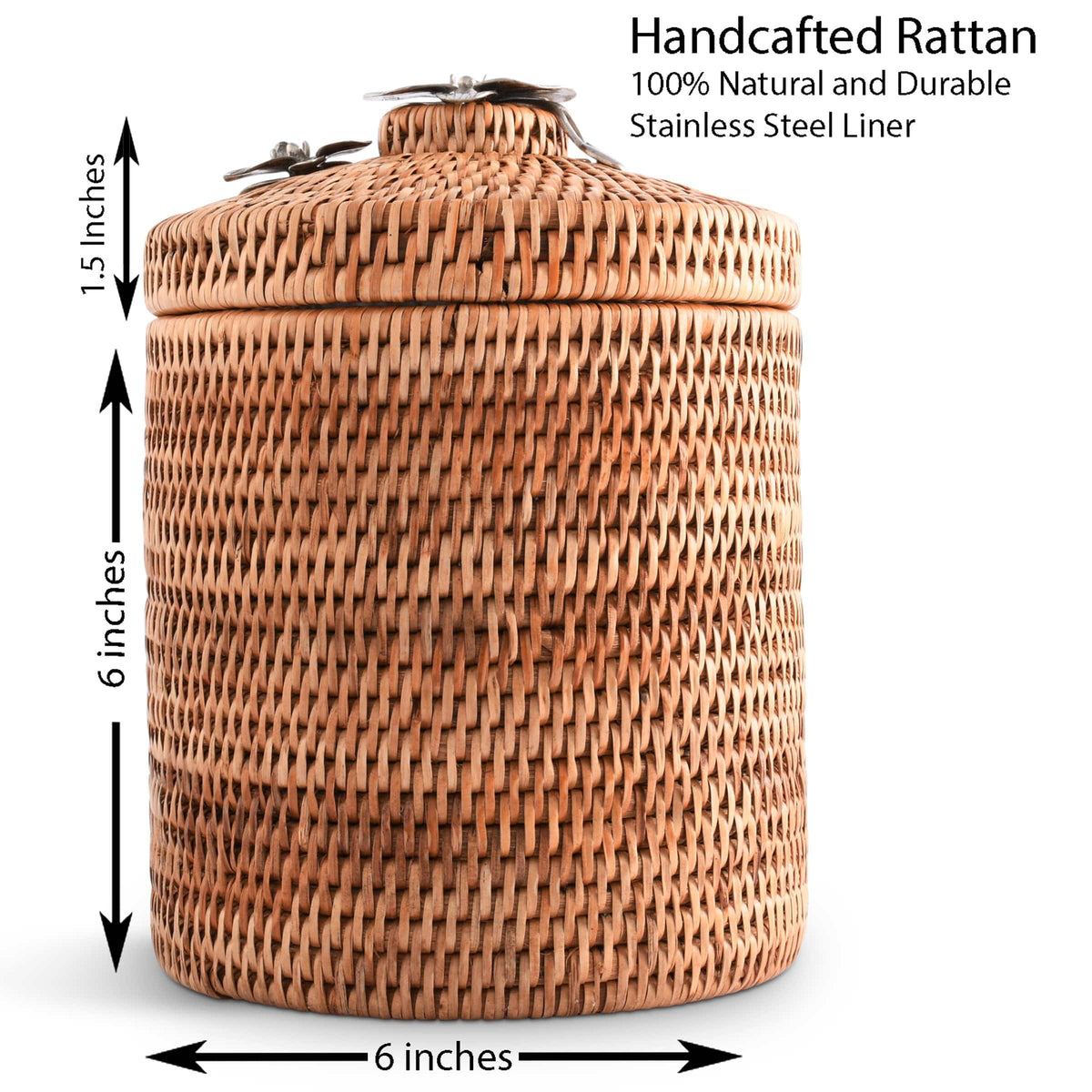 Vagabond House Tropical Tales Orchids Hand Woven Wicker Rattan Lidded Ice Bucket