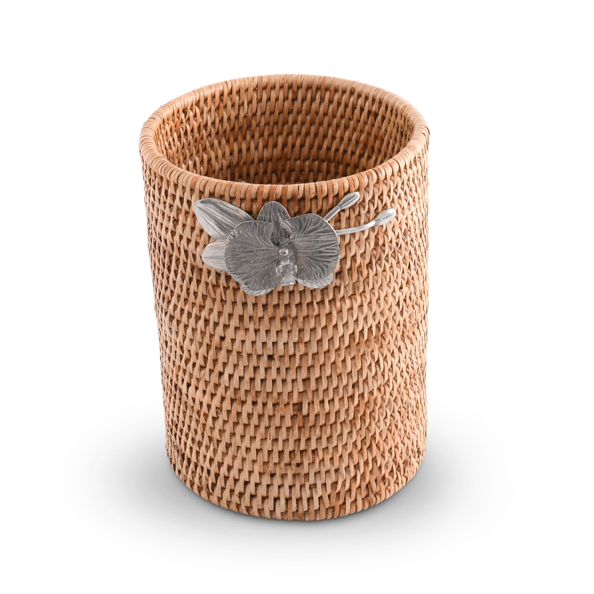 Vagabond House Tropical Tales Orchids Hand Woven Wicker Rattan Utensils Holder