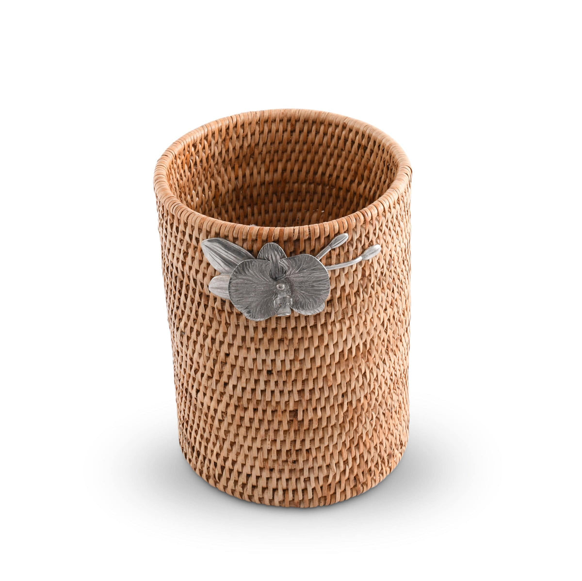 Vagabond House Tropical Tales Orchids Hand Woven Wicker Rattan Utensils Holder