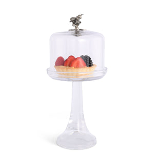 Vagabond House Arche of Bees Tall -  13" H x 6" D Honey Bee Glass Covered Cake / Dessert Stand