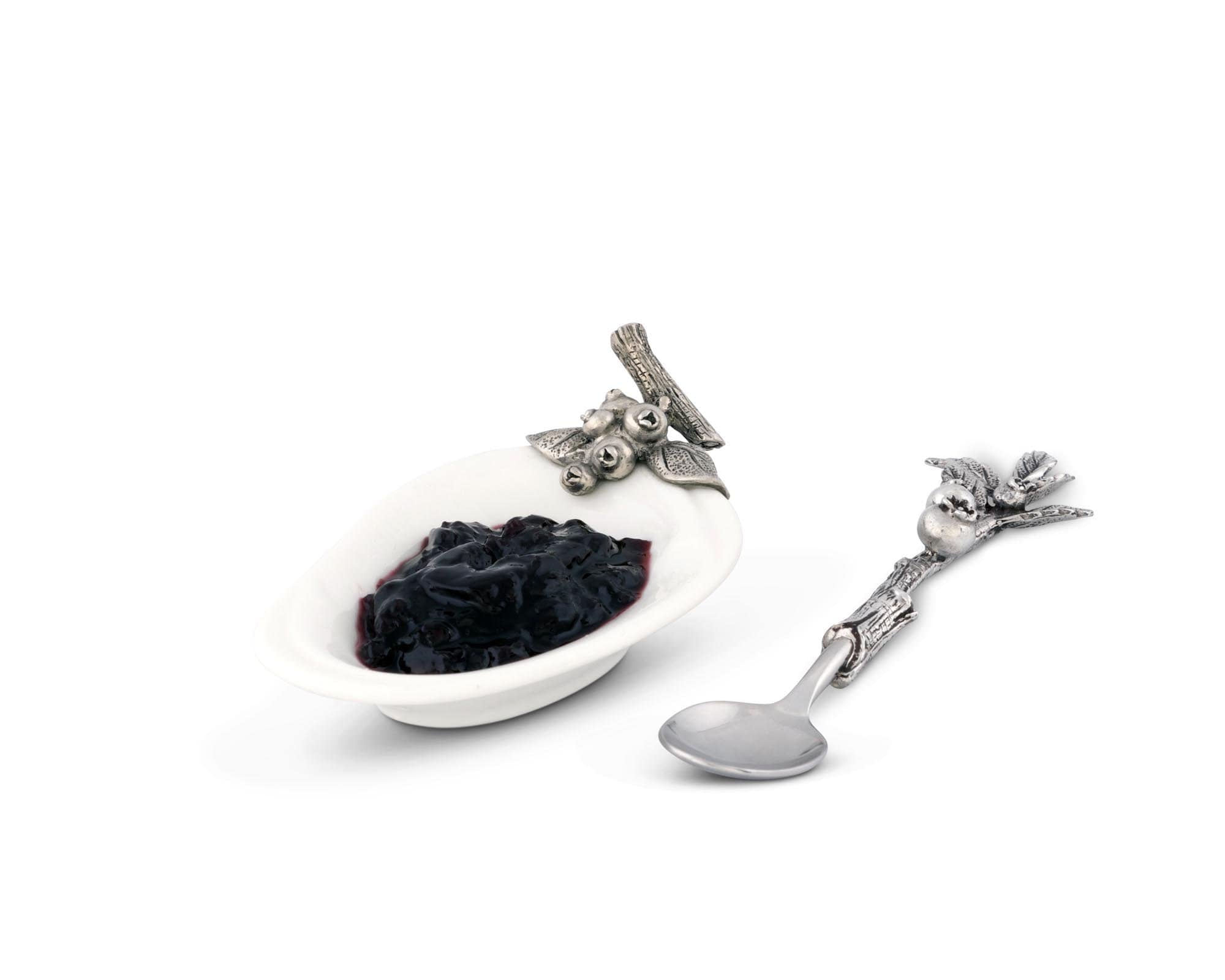 Vagabond House Condiment Server Blueberry Jam Server / Spoon Rest