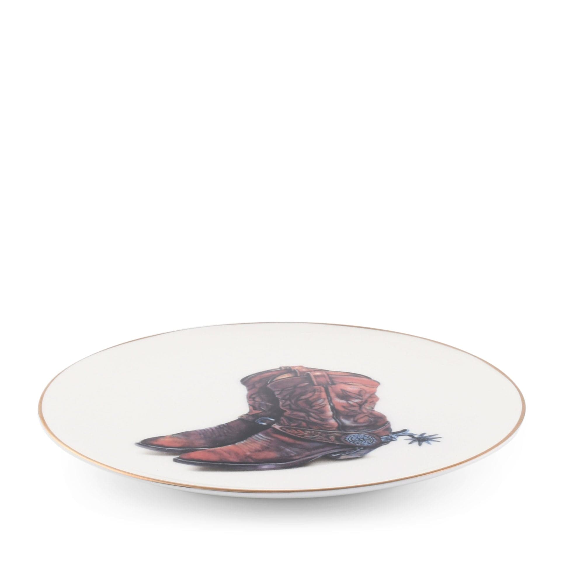 Vagabond House Equestrian Amarillo Western Boot Pattern Bone China Round Salad Plate