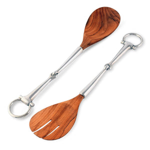 Vagabond House Equestrian Bit Wood Salad Server Set