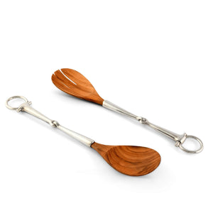 Vagabond House Equestrian Bit Wood Salad Server Set