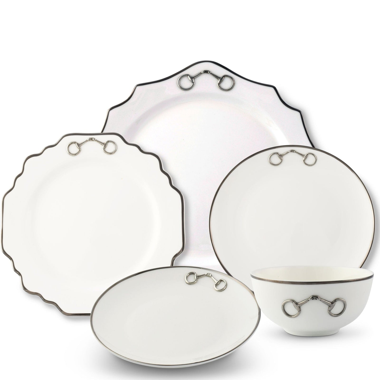 Vagabond House Equestrian Bone China Pewter Bit Dinnerware