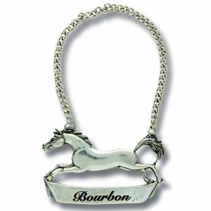 Vagabond House Equestrian Bourbon Pewter Galloping Steed Decanter Tags