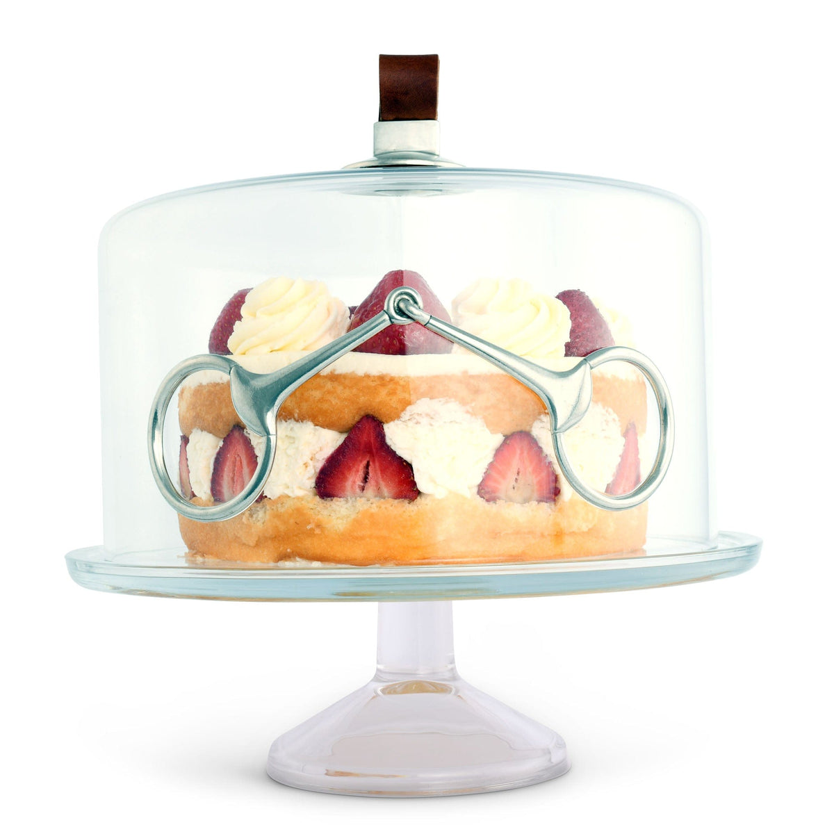 Vagabond House Equestrian Cake - 12&quot; D x 4&quot; H Horse Bit Glass Covered Cake / Dessert Stand