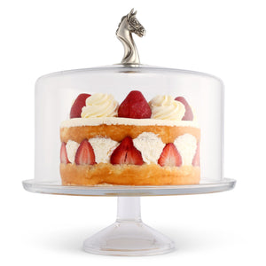 Vagabond House Equestrian Cake - 12" D x 4" H Horse Glass Covered Cake / Dessert Stand