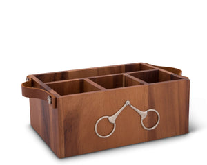 Vagabond House Horse Bits Leather Handles Flatware Caddy