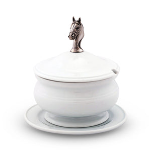 Vagabond House Equestrian Horse Head Porcelain Lidded Bowl