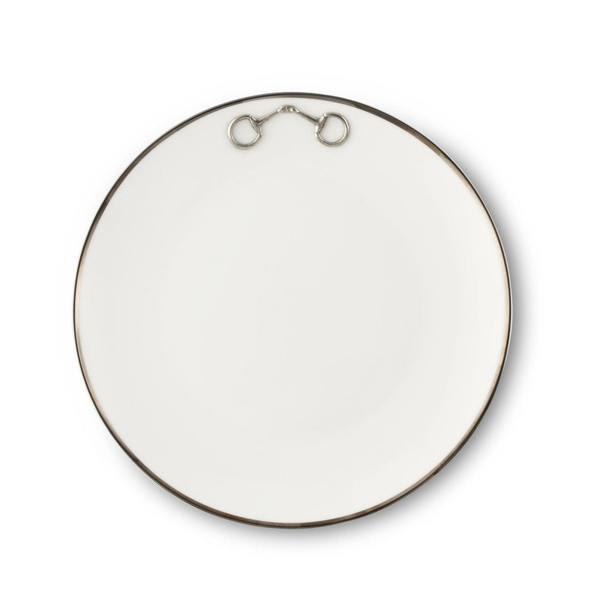 Vagabond House Equestrian Pewter Bit Bone China Round Salad / Dessert Plate Platinum Rim