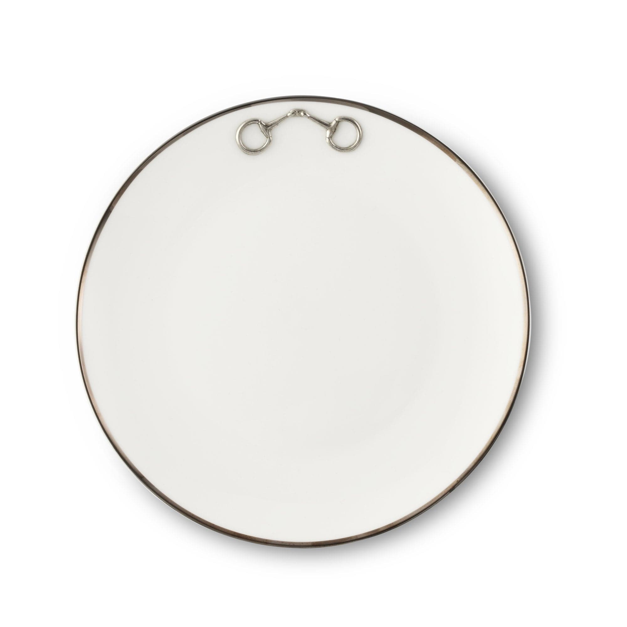 Vagabond House Equestrian Pewter Bit Bone China Round Salad / Dessert Plate Platinum Rim
