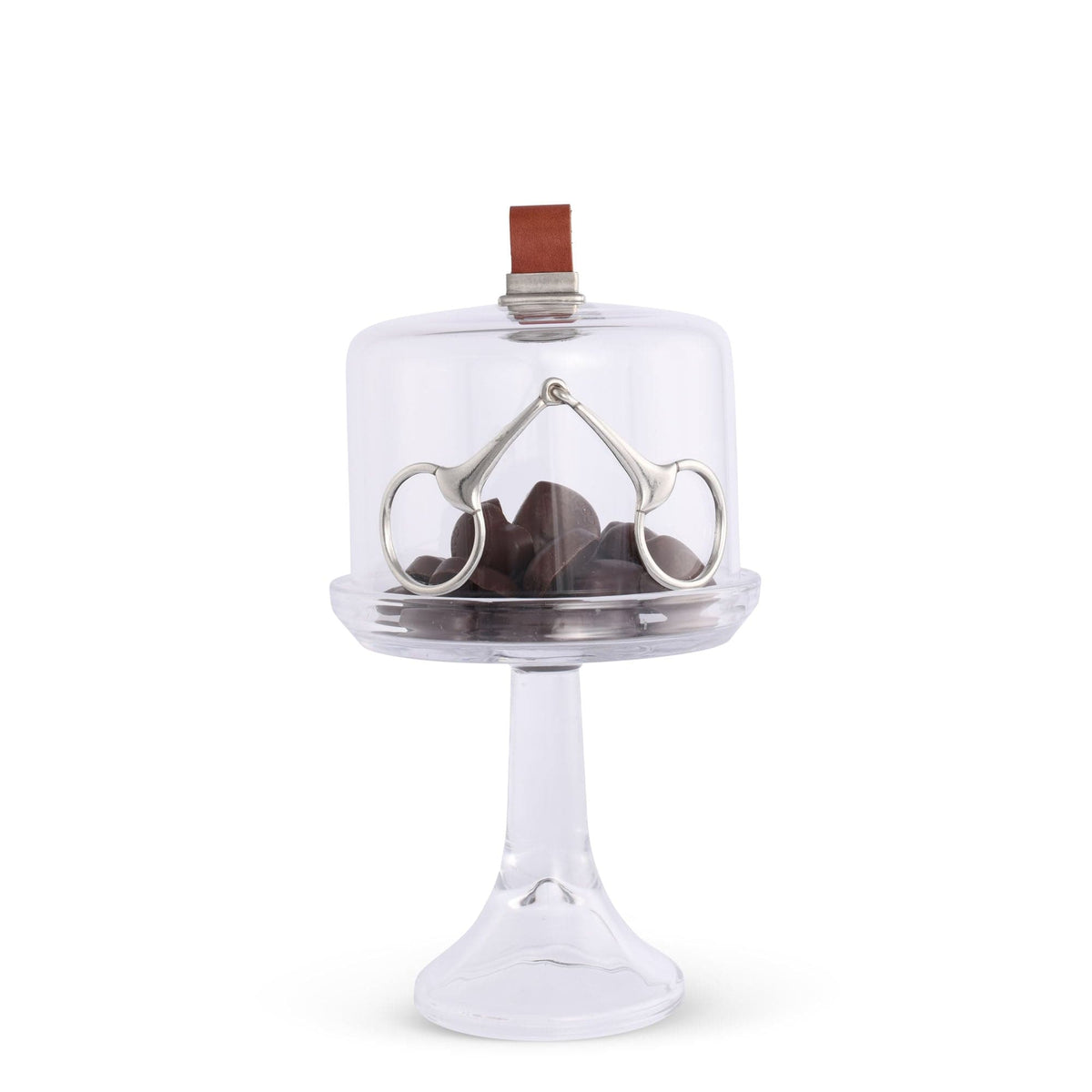 Vagabond House Equestrian Short - 11.5&quot; H x 6&quot; D Horse Bit Glass Covered Cake / Dessert Stand