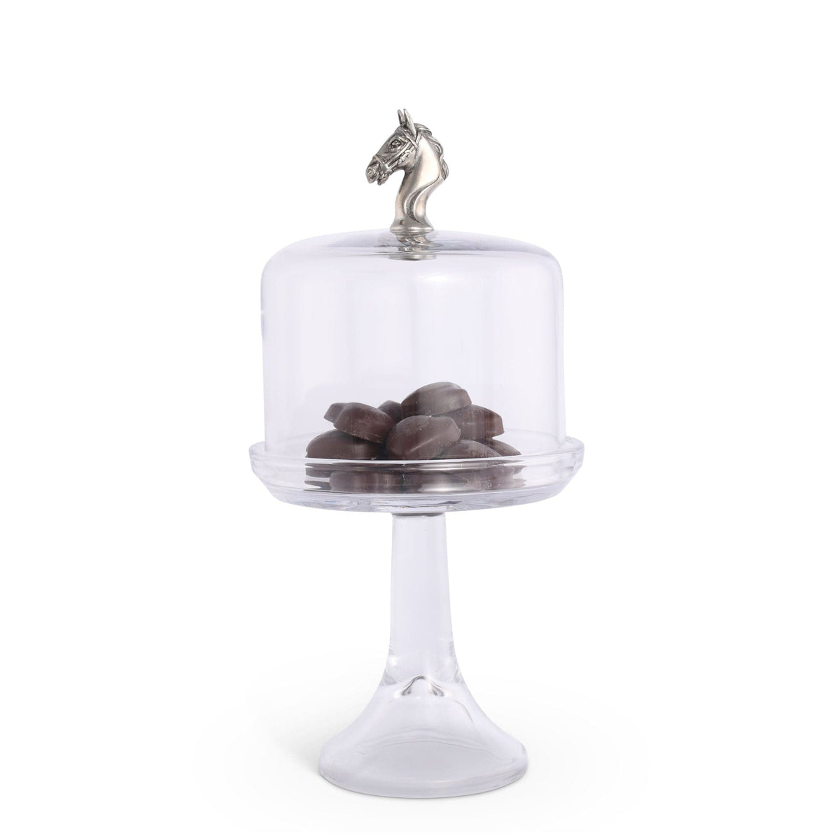 Vagabond House Equestrian Short - 11.5&quot; H x 6&quot; D Horse Glass Covered Cake / Dessert Stand