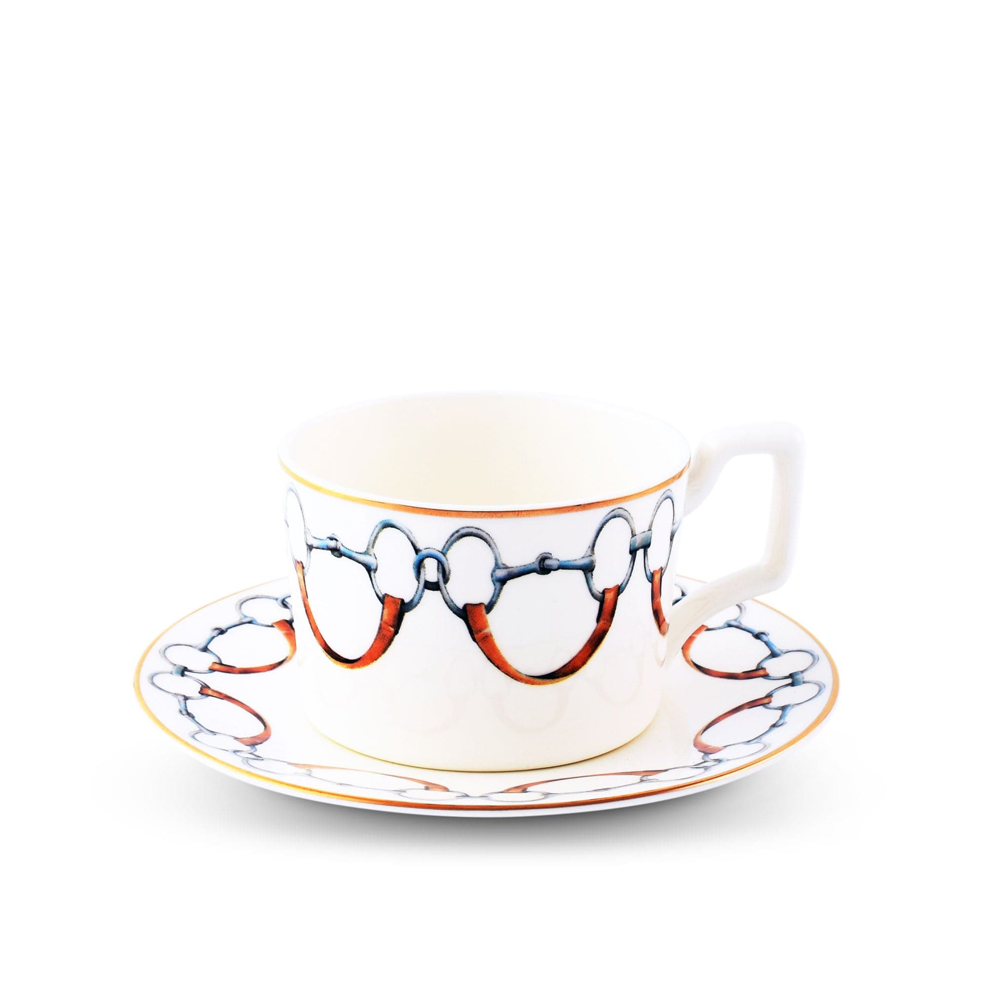 Vagabond House Equestrian Wellington Bit Pattern Bone China Cup and Saucer