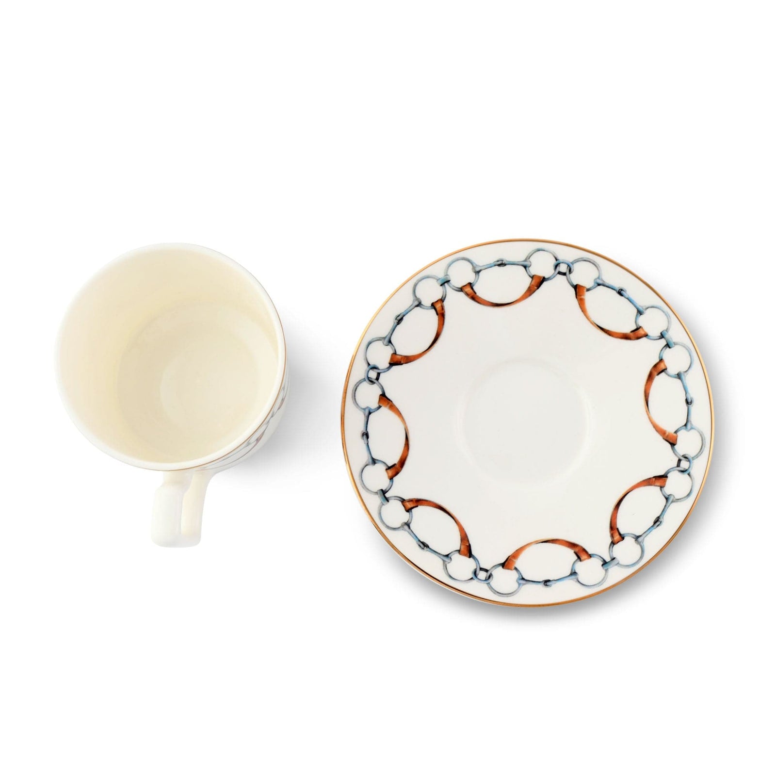 Vagabond House Equestrian Wellington Bit Pattern Bone China Cup and Saucer