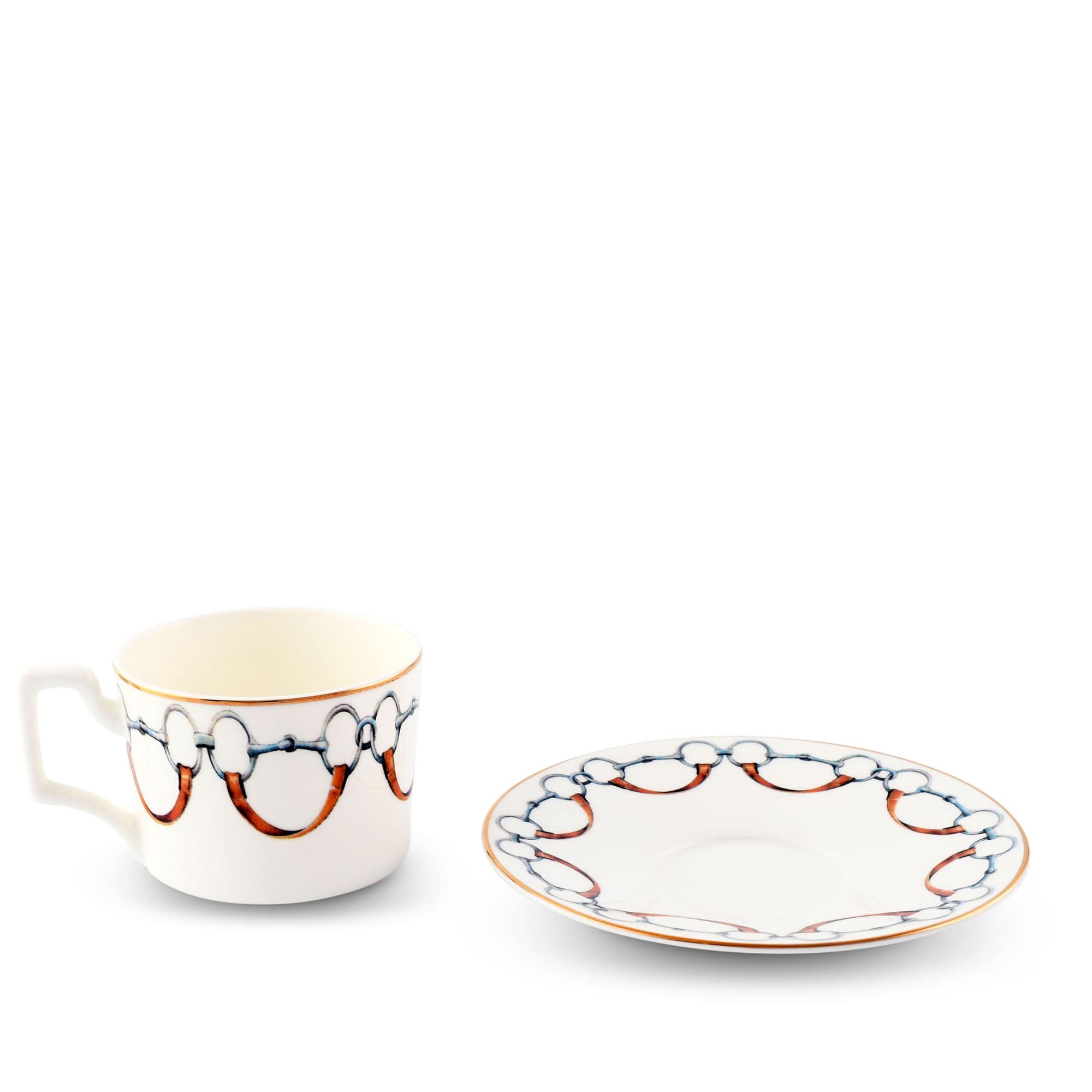 Vagabond House Equestrian Wellington Bit Pattern Bone China Cup and Saucer