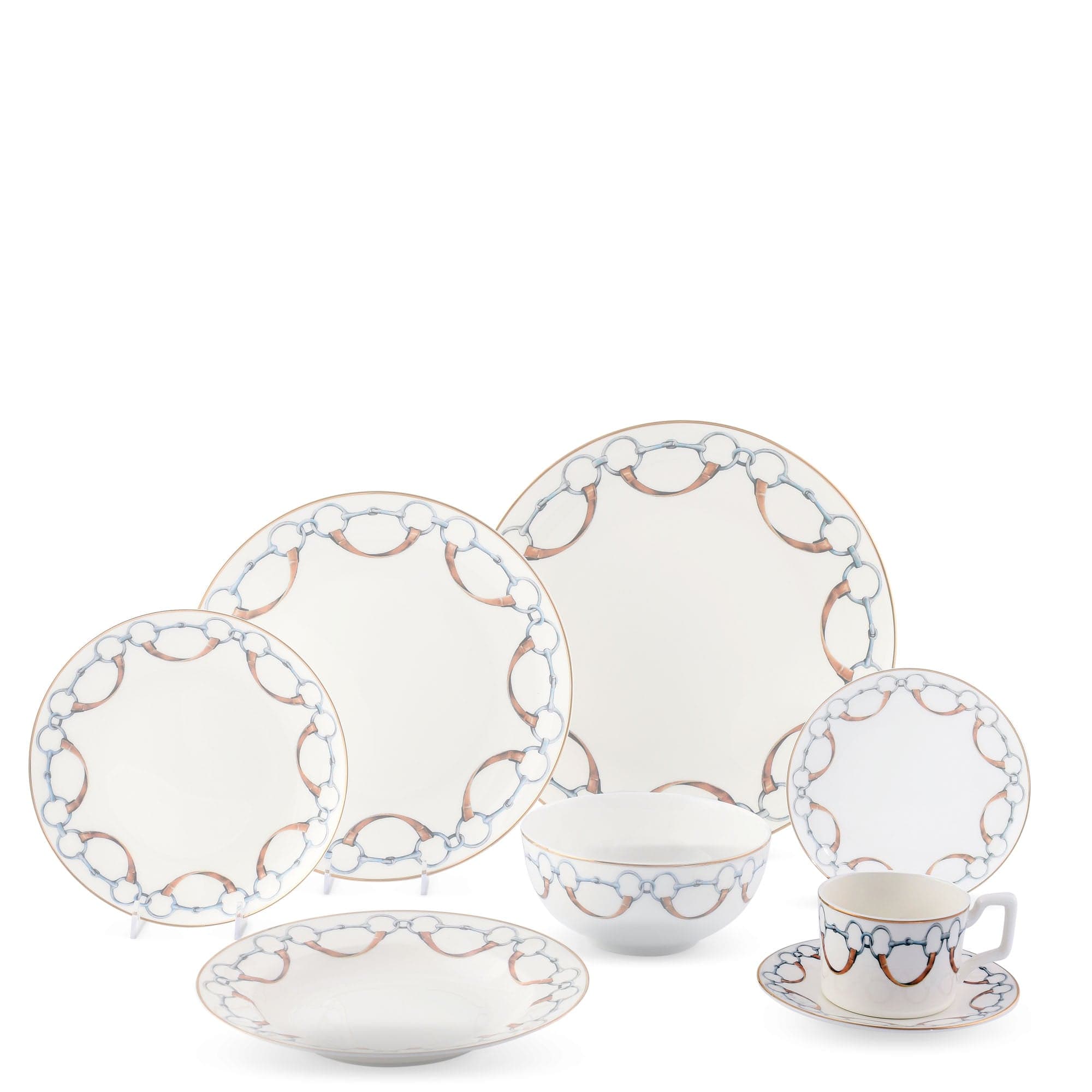 Vagabond House Equestrian Wellington Bit Pattern Bone China Cup and Saucer