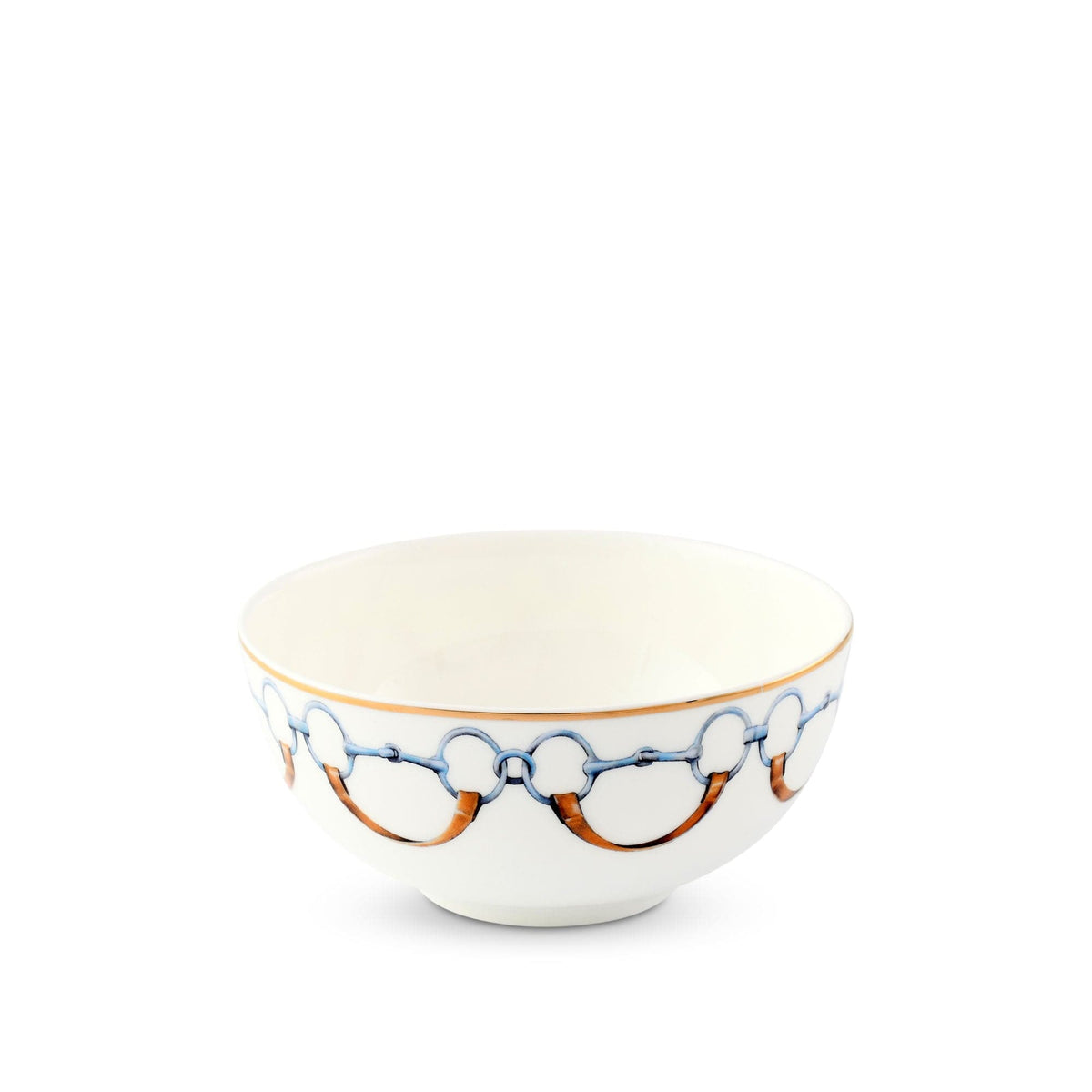 Vagabond House Equestrian Wellington Bit Pattern Bone China Round Cereal / Dip Bowl