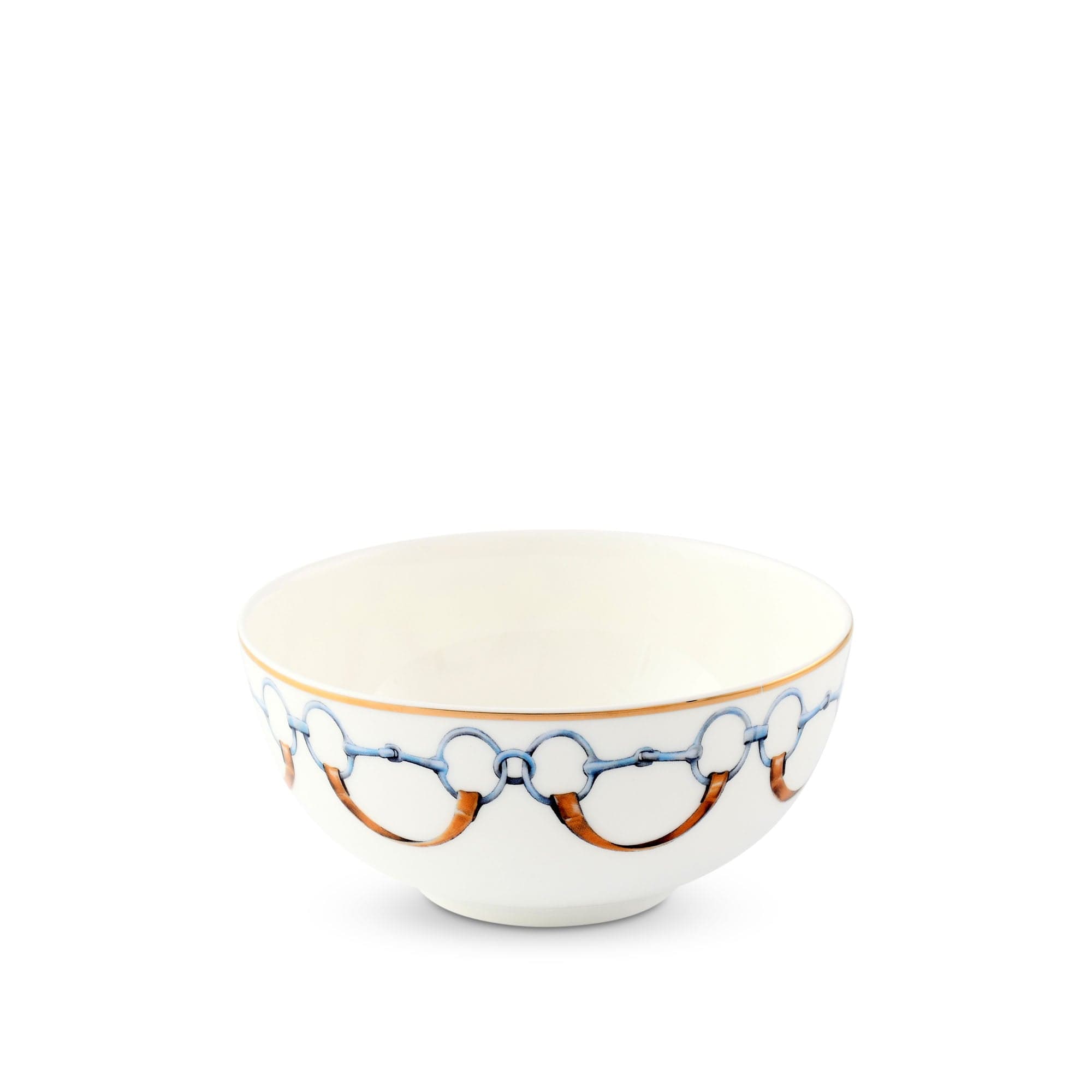Vagabond House Equestrian Wellington Bit Pattern Bone China Round Cereal / Dip Bowl