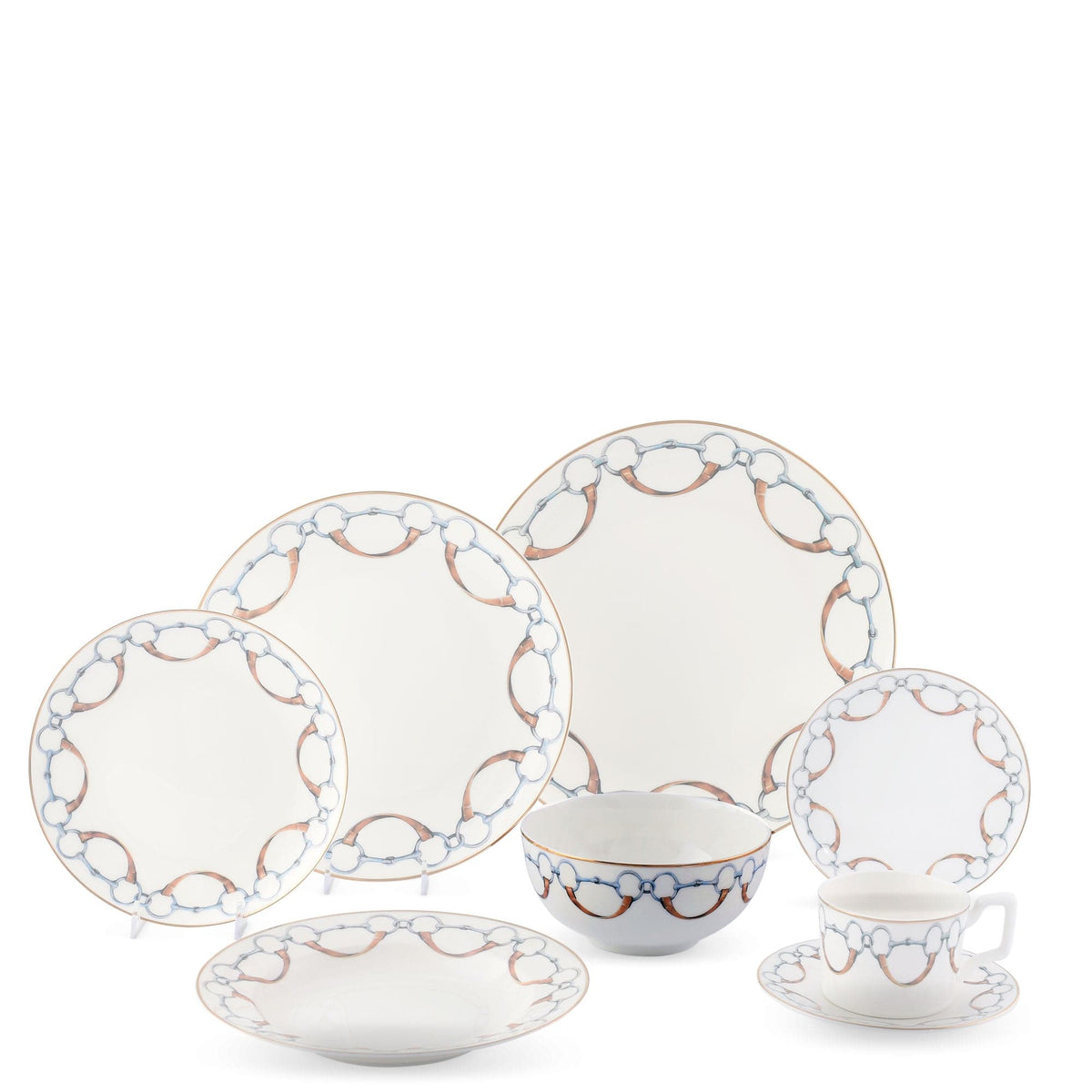 Vagabond House Equestrian Wellington Bit Pattern Bone China Round Cereal / Dip Bowl