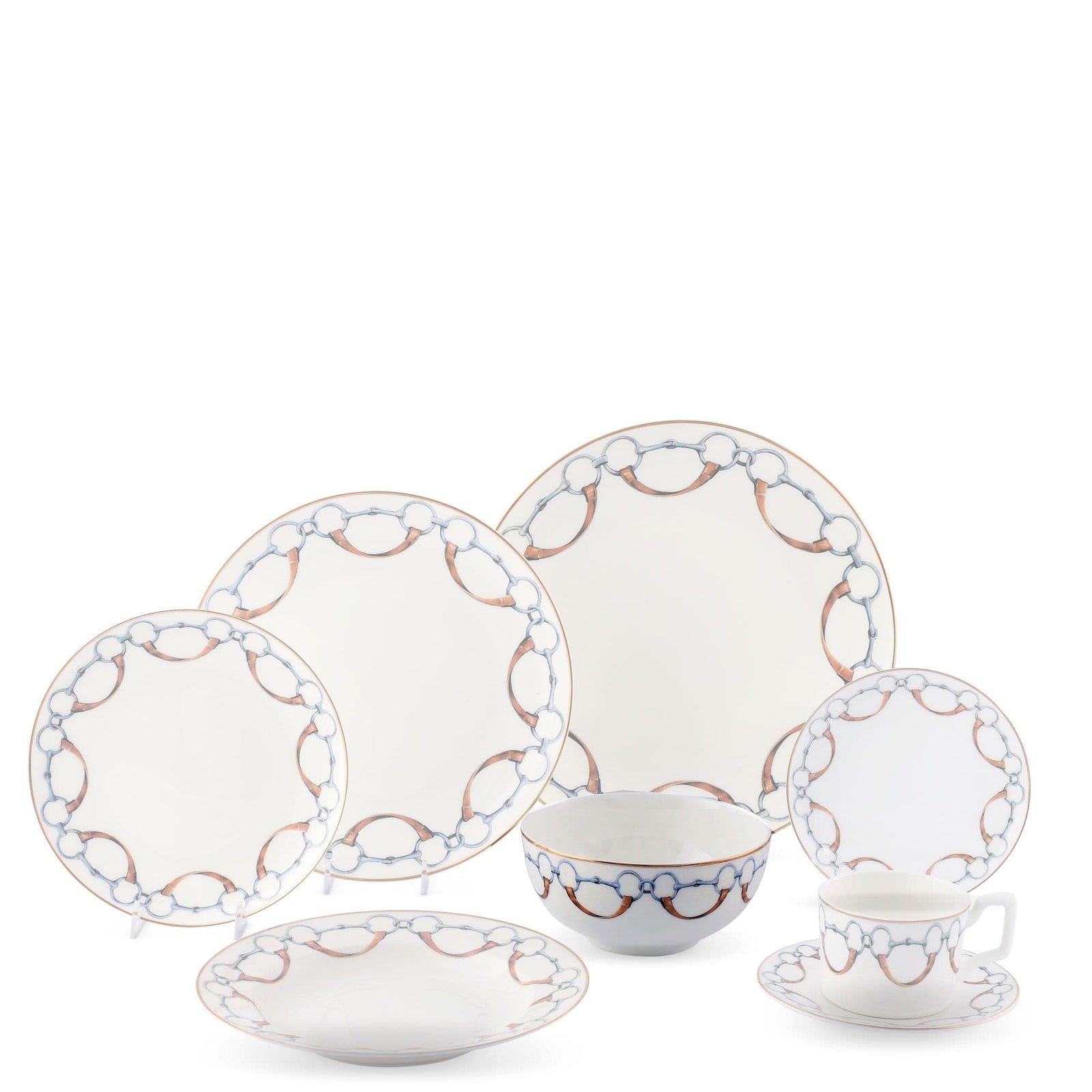 Vagabond House Equestrian Wellington Bit Pattern Bone China Round Cereal / Dip Bowl