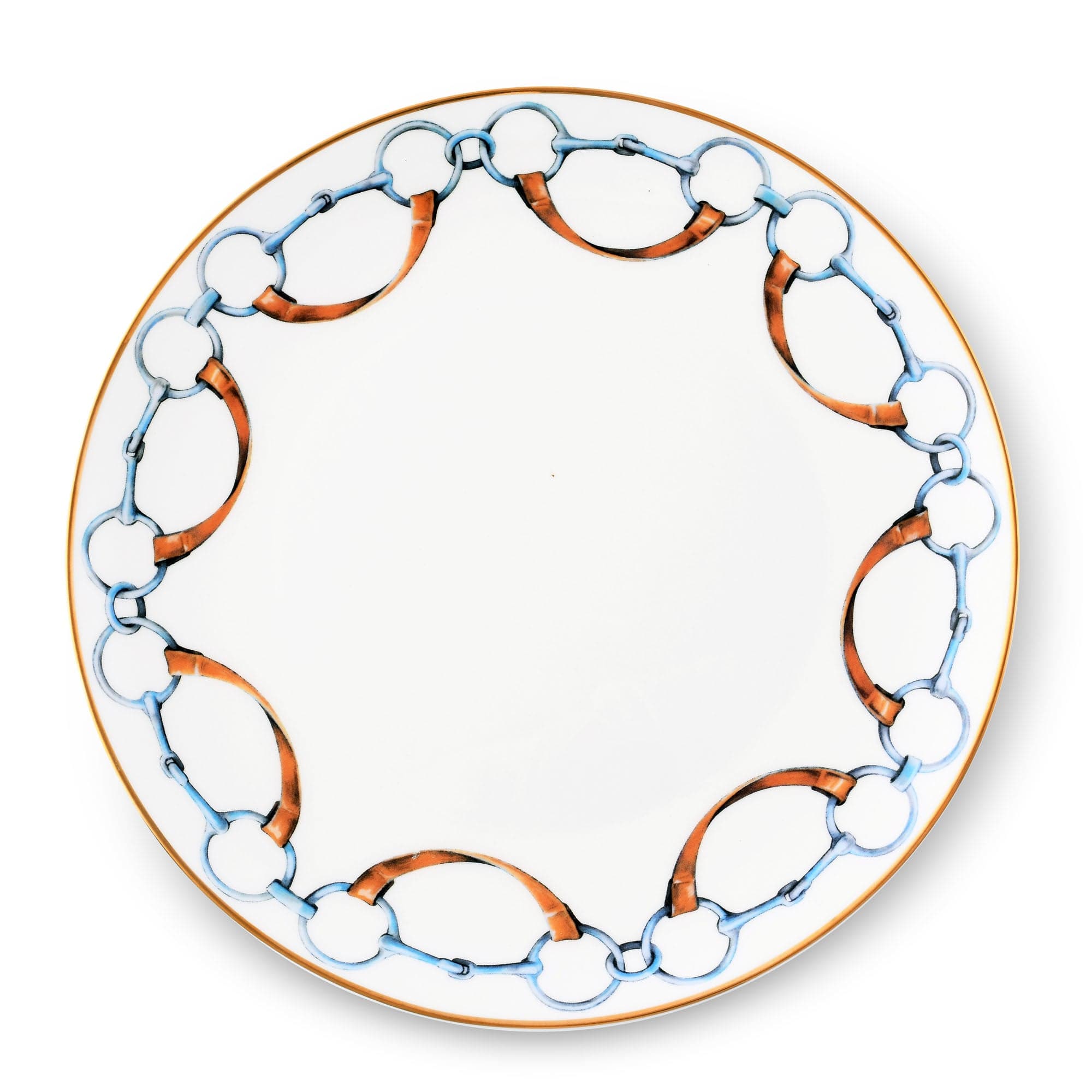 Vagabond House Equestrian Wellington Bit Pattern Bone China Round Dinner Plate