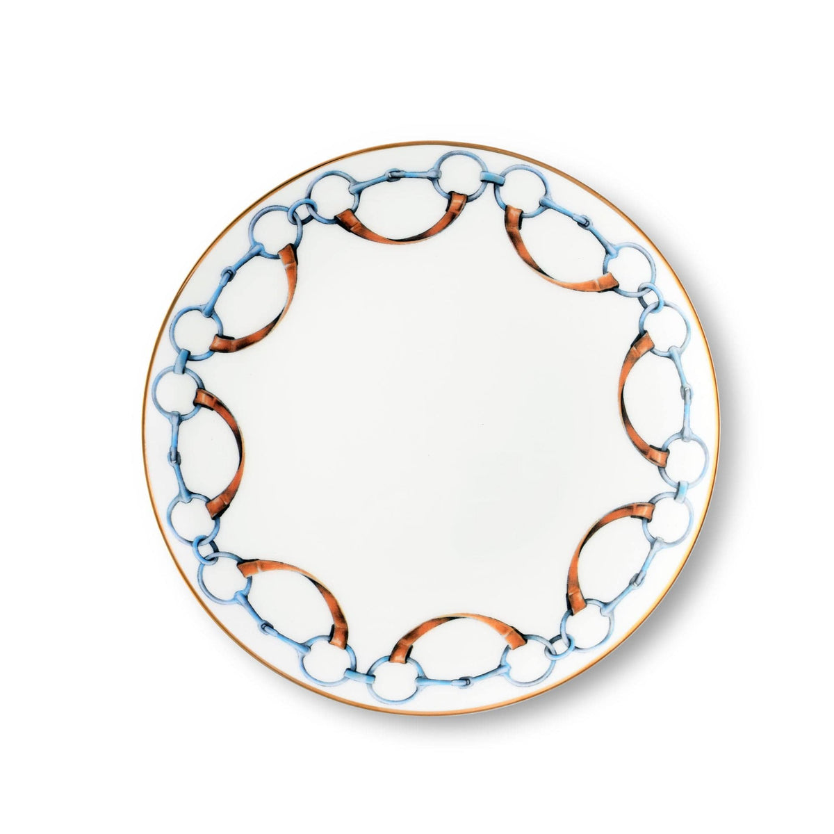 Vagabond House Equestrian Wellington Bit Pattern Bone China Round Salad Plate