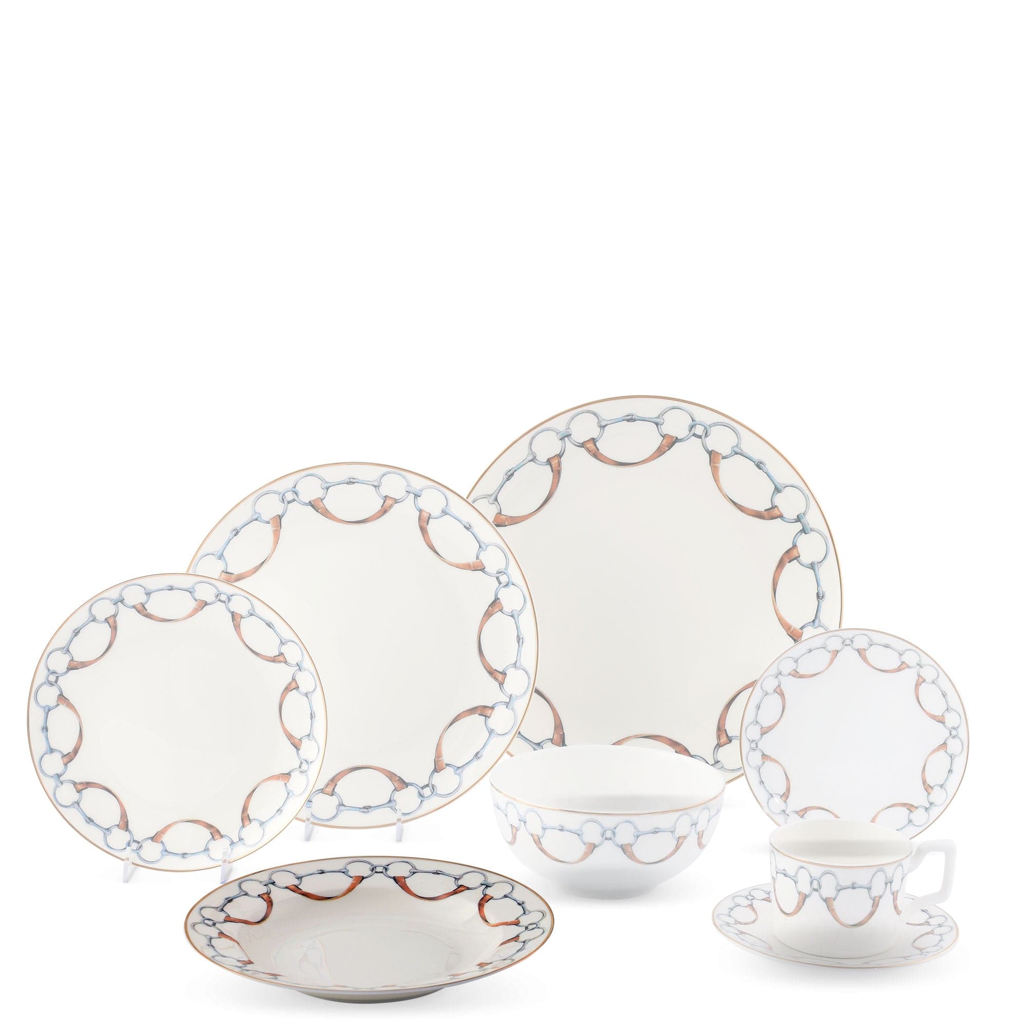 Vagabond House Equestrian Wellington Bit Pattern Bone China Soup Plate